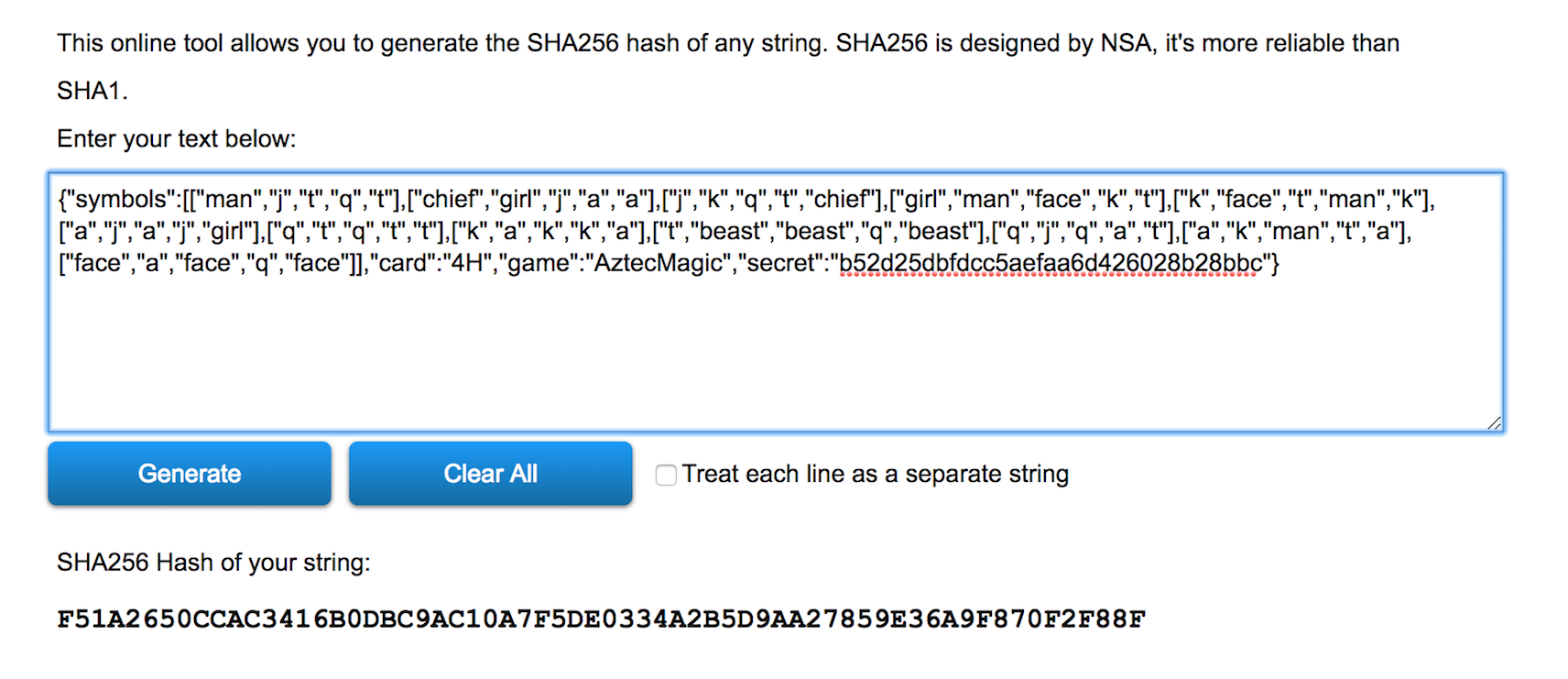 provably fair hash generator sha256